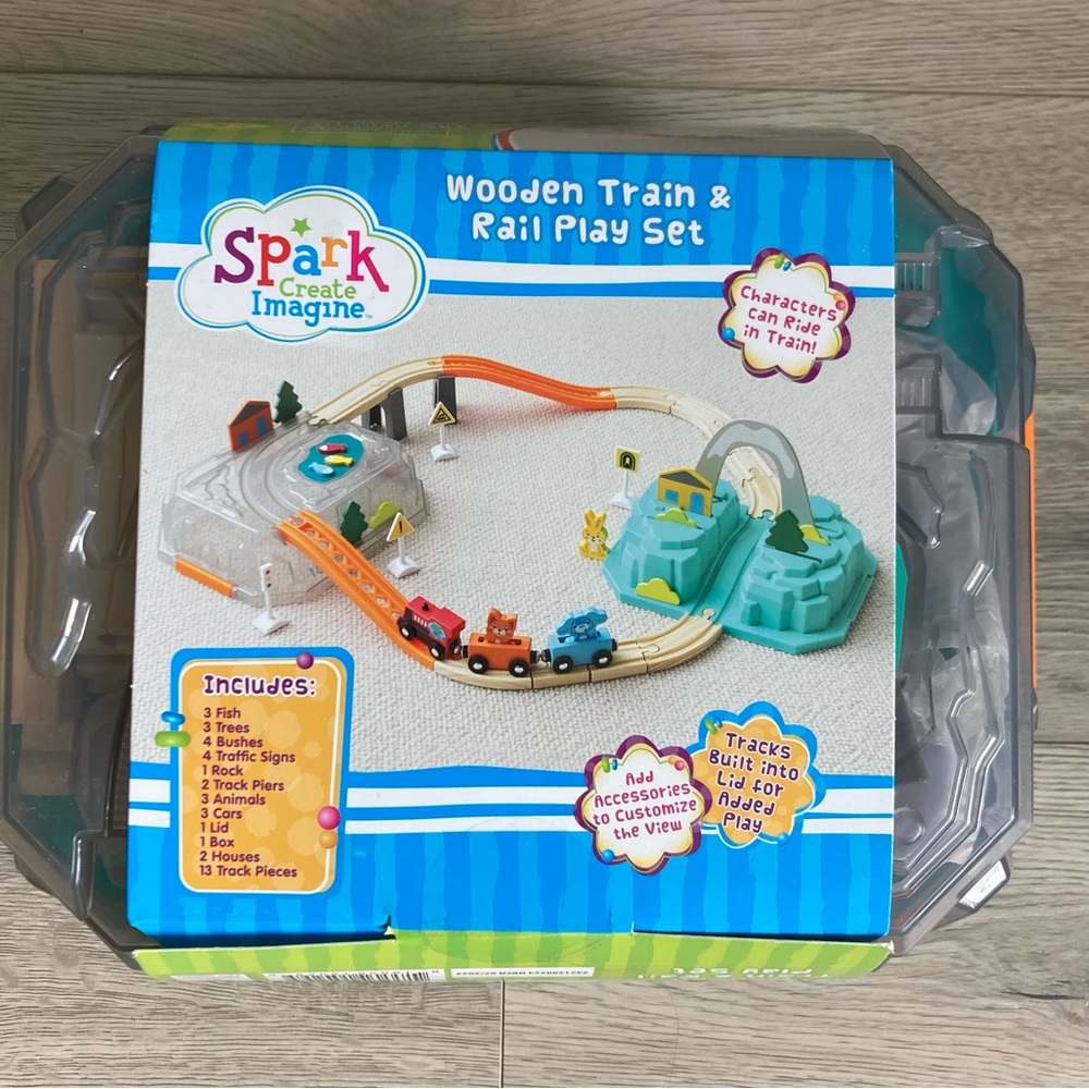 Wooden Train & Rail Play 40-piece Set - Multicolor BNWT